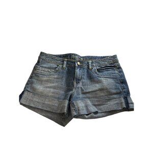 Revolt Jeans Co Womens Jrs Stretch Jean Shorts Rolled Cuff Distressed 4 Pocket S